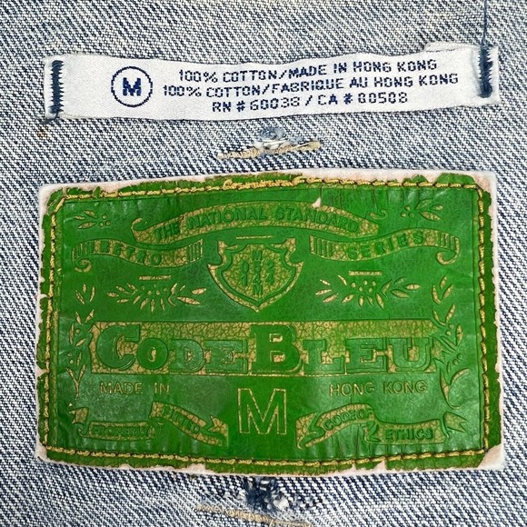 Vintage 80 90's Distressed ACID WASH Blue Jean Jacket Streetwear Coat Size M - Picture 4 of 9